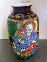 Régi jelzett Satsuma MORIAGE japán porcelán váza - sérült