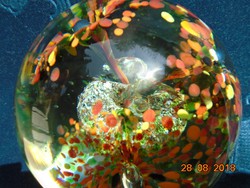 !Muránói üveg szobrászat buborékos gömb tengeralatti élővilágot magában zárva