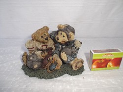 Kerámia -Boyds Bears & Friends - NAGY - MACIPÁR - 12 x 9 x 9 cm - hibátlan! - FERTŐTLENÍTVE