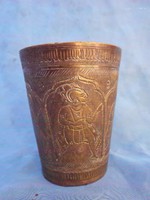 Réz antik keresztelő pohár.