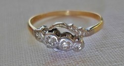 Szép antik art deco 0,15ct brill  arany platina gyűrű 