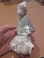 Lladro, spanyol porcelán, kézzel festett szobor, 15,5 cm 