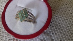 Csodálatos valódi smaragd & gyémánt  925 gyűrű 14k arany 54-es