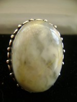 Antik ezüst női gyűrű eredeti természetes drágakő, MÁRVÁNY ONIX kővel art deco a kő cca 30 k