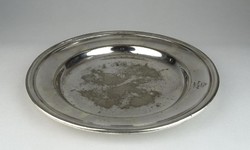 0S321 Antik Öreg diófa ezüstözött alpakka tányér