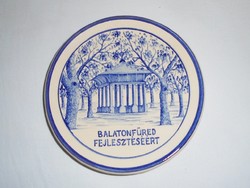 Pázmány József kerámia fali tányér - Balatonfüred Fejlesztéséért - 1960-1970-es évekből