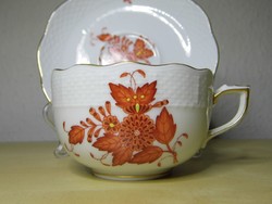 Herendi porcelán teás csésze és alj Apponyi orange mintával hibátlan állapotban!