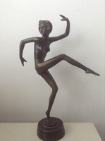 Régi Art Deco Táncoló lány bronz szobor