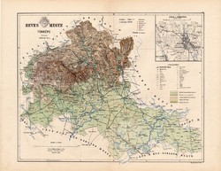 Heves megye térkép 1887, Magyarország, Eger, vármegye, atlasz, Kogutowicz Manó, 43 x 56 cm, eredeti