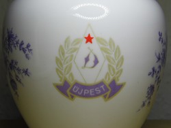 Újpesti Dózsa szurkolói Hollóházi porcelán váza UTE Újpest hibátlan állapotban