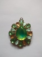 Smaragd,citrin,opál színű antik "ötvösékszer"-függelék-medál