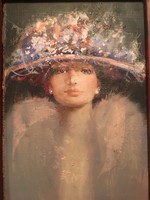Kárpáti Éva Virágos kalap festménye eladó