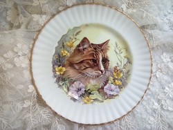 Angol porcelán kétféle cicás tányér, tál 26,5cm
