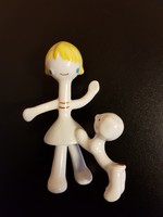 Ritka hollóházi retró - art deco porcelán figura / Kata és Pamacs
