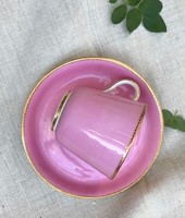 Rózsaszín antik csésze szett a XIX. sz. második feléből (vélhetően 1860-1880)