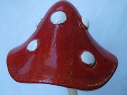 Osztrák mázas kerámia gomba kalap 12 x 8 cm szár 36 x 2 cm