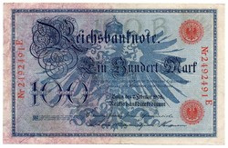 Németország  100 német birodalmi Márka, 1908, piros pecsétes, szép