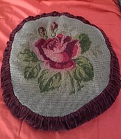 Antique 1920-30s tapestry - velvet decorative pillow