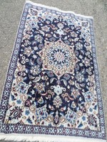 Iráni Nain gyönyörű kézi csomózású gyapjú-selyem szőnyeg 145cm x 88cm
