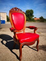 Gyönyörű faragott barokk bőr fotel