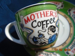 "Mother's coffee" gyűjteményes retro mokkás kávés csésze alátéttel