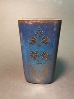 Gustavsberg sweden kék váza ezüst rátéttel