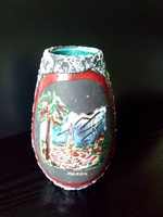 Good price!!! Fat lava ceramic vase with a scenic picture