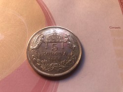 1908 ezüst magyar 5 korona KB ritkább,szép