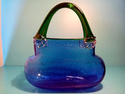 Muránói üveg váza kontrollált buborékos ridikül, táska - extrém ritka