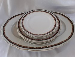 Cseh rózsás sültes tál + tányérok    / 1927