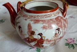 Japán porcelán tea kiöntő/kanna, ritkán előforduló mintával, dús aranyozással