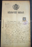 Antik kőzjegyzői okirat.Adás-vevési szerződés.1885 6 írott oldal, merített papíron.