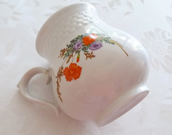 Hollóházi porcelán bögre pipacsos mezeivirágos sérült csésze 