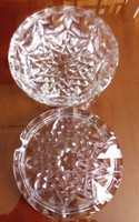 Különleges csiszolású kristály üveg, cukortartó, bonbonier  12 cm átmérőjű, 9 cm magas 