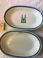 Alföldi SZOTE 2 darab Orvostudományi Szeged Egyetem kék csíkos ovális porcelán tányér