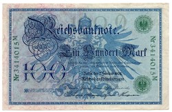 Németország  100 német birodalmi Márka, 1908, zöld pecsétes, szép