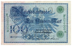 Németország  100 német birodalmi Márka, 1908, zöld pecsétes