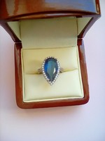 Szép kék köves cirkonos ezüst gyűrű