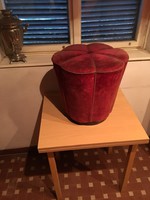 Réges - régi sokszög alakú zsámoly / vörös ülőke / lábtartó / puff / antik szék