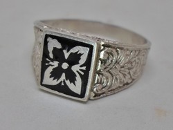 Szép antik zománcos ezüst gyűrű 63-as