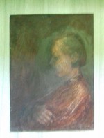 István Ábrahám - portrait - oil / wood fiber painting