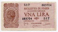 Olaszország királyság 1 olasz Líra, 1944, szép