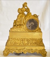 Bronze Fireplace Clock with Gold Plating