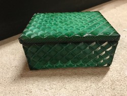 Zöld malachit üveg tároló doboz, ékszertartó