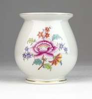 0T336 Régi Herendi virágmintás porcelán váza 7 cm