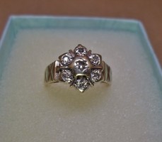 Codálatos antik arany margaréta gyűrű gyémántokkal