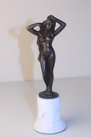 Szecessziós bronz szobor, női akt
