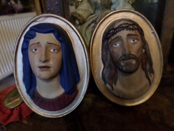 12,5 cm x 9,5 cm-es festett , kerámia fali díszek .  Mária és Jézus 