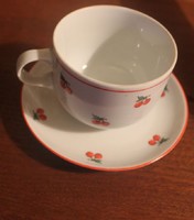 Alföldi porcelán cseresznye mintás teáscsésze aljjal