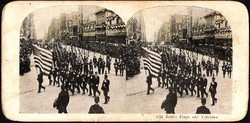 Sztereo fotó / Egyesült Államok Hadserege, Veterán katonák felvonulása ca.1890